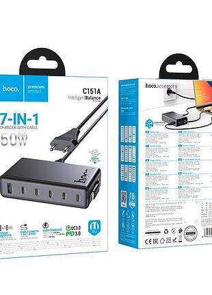 Адаптер сетевой hoco c151a usb, 6type-c, qc, черный 6
