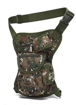 Тактическая сумка a37 на ногу военная пиксель зеленый хищник