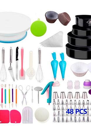 Кондитерский набор 380шт для декора тортов кексов инструменты с подставкой