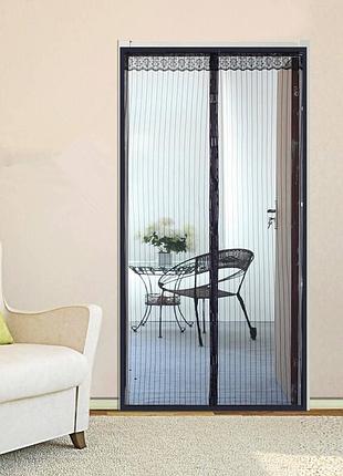 Дверная антимоскитная сетка на магнитах 100 штук210 см, москитная шторка защита от комаров, пыли и тополиного пуха