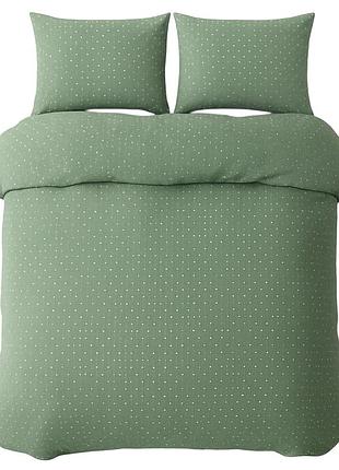 Комплект постельного белья king size из микрофибры сатин 220×200 см sb-220 зелёный в горошек