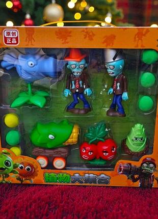 Набір іграшок ігрові фігурки рослини проти зомбі | набір ігрових фігурок plants vs zombies у коробці модель 2