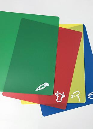 Набір кухонних розділювальних дощок 4шт гнучкі 33×27×0.25 см, кольорові, поліпропілен
