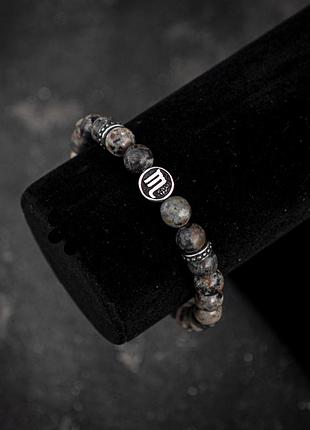 Стильний чоловічий браслет знак зодіаку скорпіон з натурального каменю