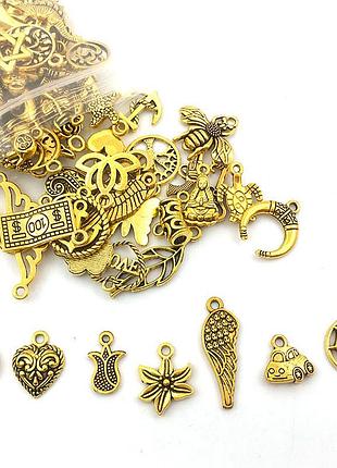Набор металлических подвесок 50 шт, шармы «животные», золотые, для украшений и браслетов