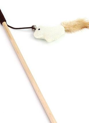 Ручна іграшка-зручка для кішок із дзвіночком і пір'ям "миша" fr-mice пташка