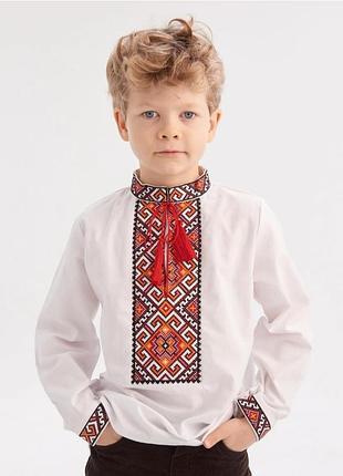 Вишиванка для хлопчика, червоний орнамент зріст 92 см