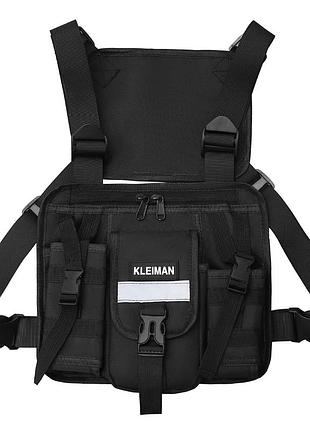 Нагрудна сумка kleiman чорна (рефлективна)