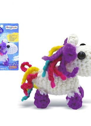 Дитячий набір для в'язання "єдиноріг" m5864ua 80-65 мм, пластикова голка, пряжа