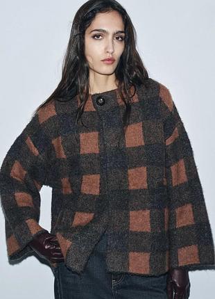 Вільний жакет zara вʼязаний жакет у клітинку