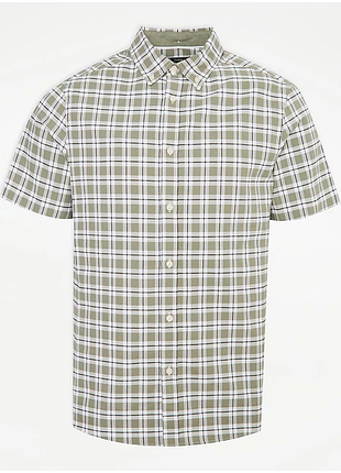 Тенниска мужская george, xl,зеленая,сорочка,в,клетку,з,короткой,рукавом,клетка,рубашка,оксфорд,клетка,клетка,свободная,джордж,прямая