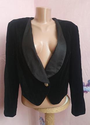 Черный бархатный пиджак смокинг, винтаж vera mont