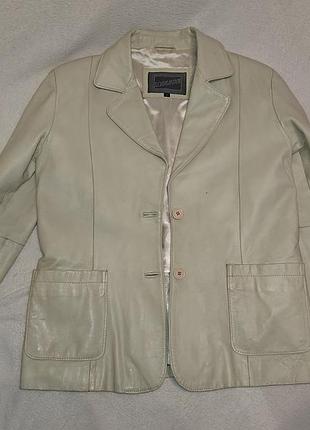 🤍 женский кожаный жакет молочного цвета