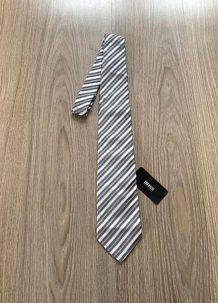 Мужской классический шёлковый галстук в полоску hugo boss