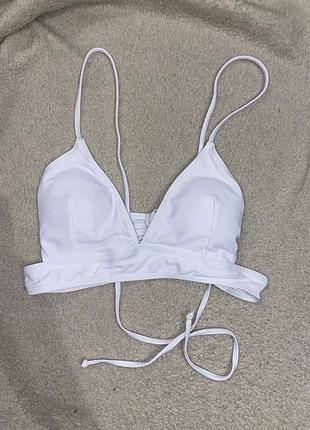 Купальник ліф трансформер корсетна спинка на зав’язках з пуш ап білий s