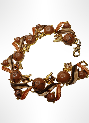 Браслет женский,коричневый (бижутерия).