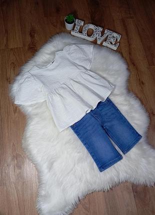 Літній набір на 4-5 років біла блуза та джинсові шорти