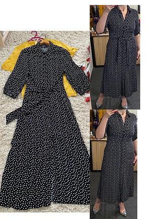 Шикарна довга сукня сорочка в принт горох,m&s,p.10-12