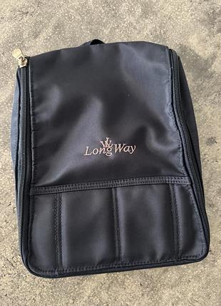 Темно-синій нейлоновий дорожній органайзер для косметики або туалетного приладдя , косметичка дорожня з гачком