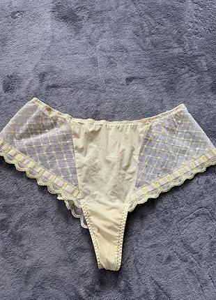 Трусики лимонного кольору з сіткою високі