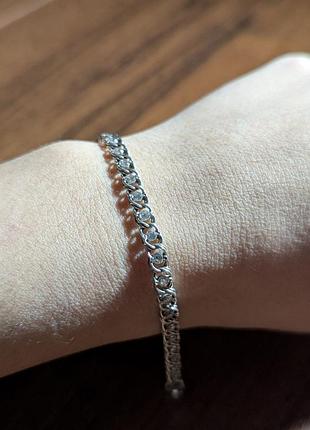 Браслет срібний з білими каменями арабський бісмарк і ланцюжоком-подовжувачем