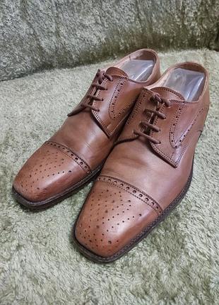 Продам коричневые кожаные мужские туфли-оксфорды 41 размер (италия)