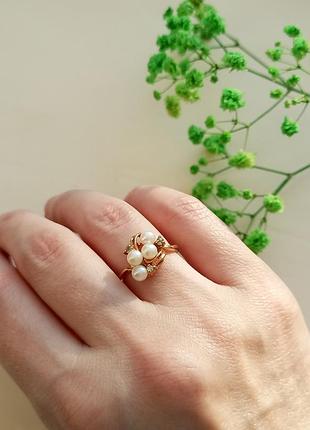 Винтажная кольца, нежная, жемчужины, кристаллы, элегантная, винтаж