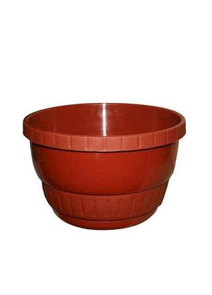 Горшок подвесной для цветов с поддоном 16см без подвески 1,4л терракотовый тм адампласт