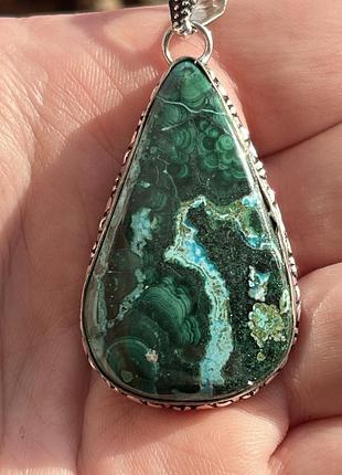 Кулон малахит хризоколла