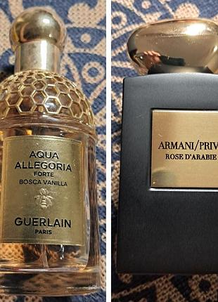 Парфумована вода guerlain aqua allegoria bosca vanilla forte
залишок 60/75 
2250 грн

armani prive rose d'arabie парфюм 
залишок 95/100
5600грн