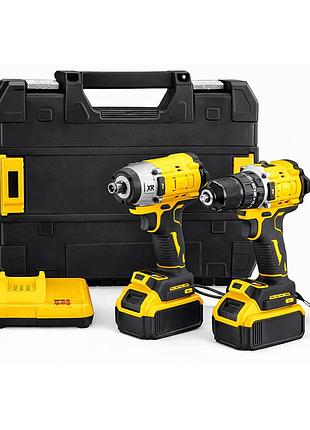 Набір акумуляторного інструменту 2в1 шуруповерт і гайковерт 21v безщітковий, з 2 акумуляторами в кейсі gt-14