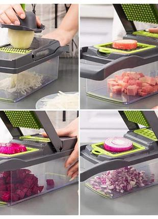 Овочерізка подрібнювач 14 в 1 ситечко для яєць та ніж для очищення овочів veggie slicer мультислайсер ob-11