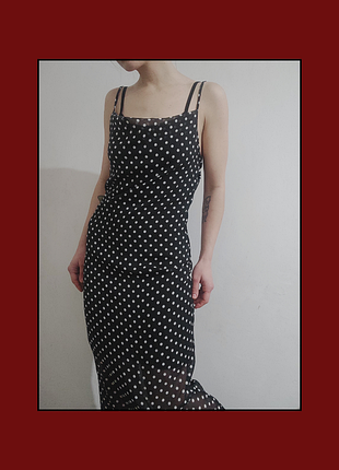 Платье / прозрачное платье / платье-комбинация / платье в горошек / длинное платье / прозрачное платье в горошек