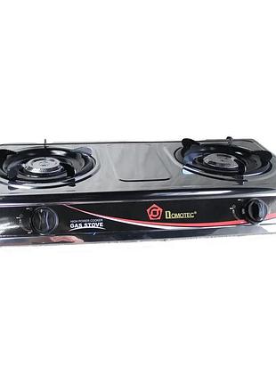 Настільна газова плита domotec ms-6606, на дві конфорки, нержавіюча сталь / плита двоконфоркова / таганок np-89