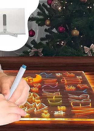 Светодиодная доска планер led для заметок рисования маркером календарь usb светильник 3d