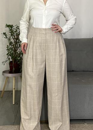 Класичні широкі брюки палаццо у клітинку №202/11