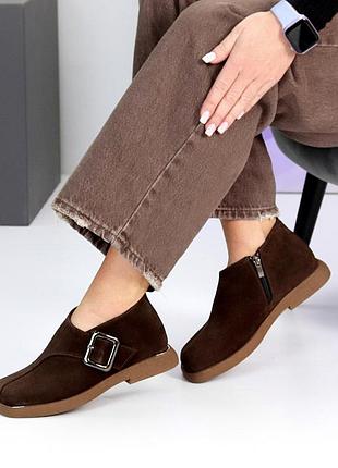 Туфли "belle ", ботинки, шоколад, натуральная замша, деми