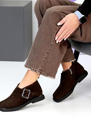 Туфли "belle ", ботинки, шоколад, натуральная замша, деми