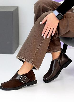 Туфли "belle ", ботинки, шоколад, натуральная кожа/замша, деми