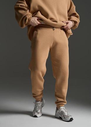 Штани чоловічі теплі на флісі оверсайз,штани на кожен день базові на манжеті