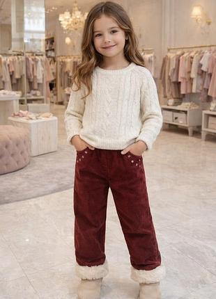 Вельветові зимові штани для дівчинки