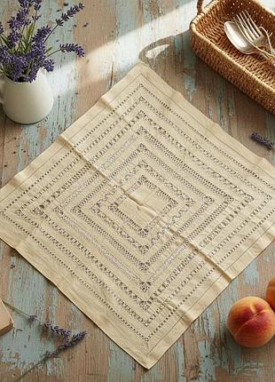 Ручна робота мережки накидка 100% льон доріжка лляна