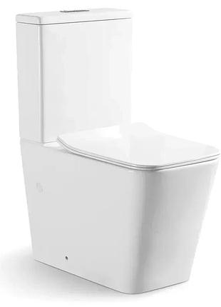 Унітаз підлоговий безобідковий білий mixxus quadro кришка мікроліфт випуск в стіну mi6710