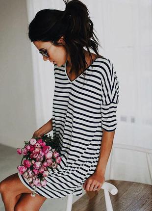 Платье полоска черно-белое 2