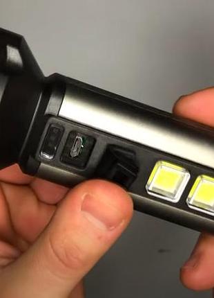 Качественный ручной фонарик с боковой подсветкой и зарядкой от юсб польща, яркий фонарь туристический, gp24
