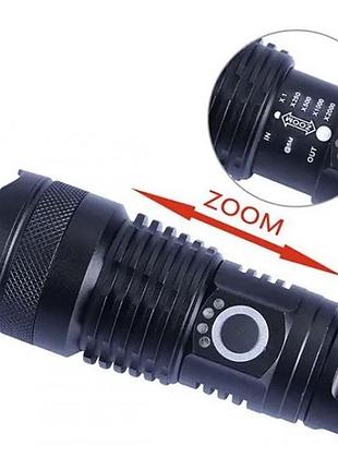 Міцний ручний світлодіодний ліхтар із usb зарядкою, тактичний акумуляторний ліхтарик x71 на ремінці, gp23