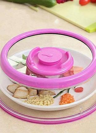 Вакуумная многоразовая крышка для продуктов vacuum food sealer 19 см розовый