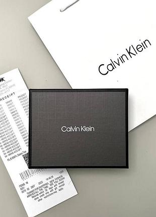Мужской кошелек calvin klein, брендовый портмоне келвин клейн с зажимом, кошелек из натуральной кожи