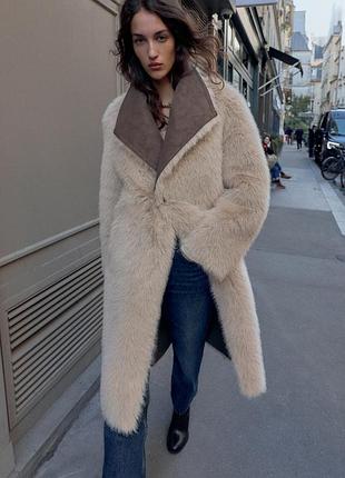 Zara -50% 💛 шуба довга дубльонка двостороння xl