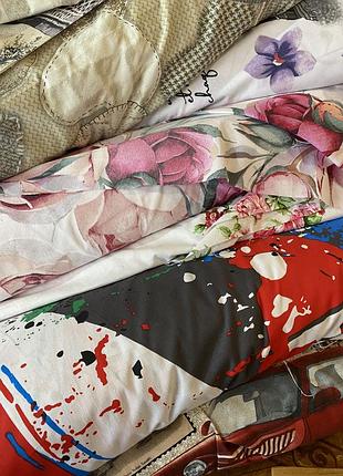 Бязь голд люкс пакистан тканина на постіль газета пірʼя лілія мʼяч листя париж